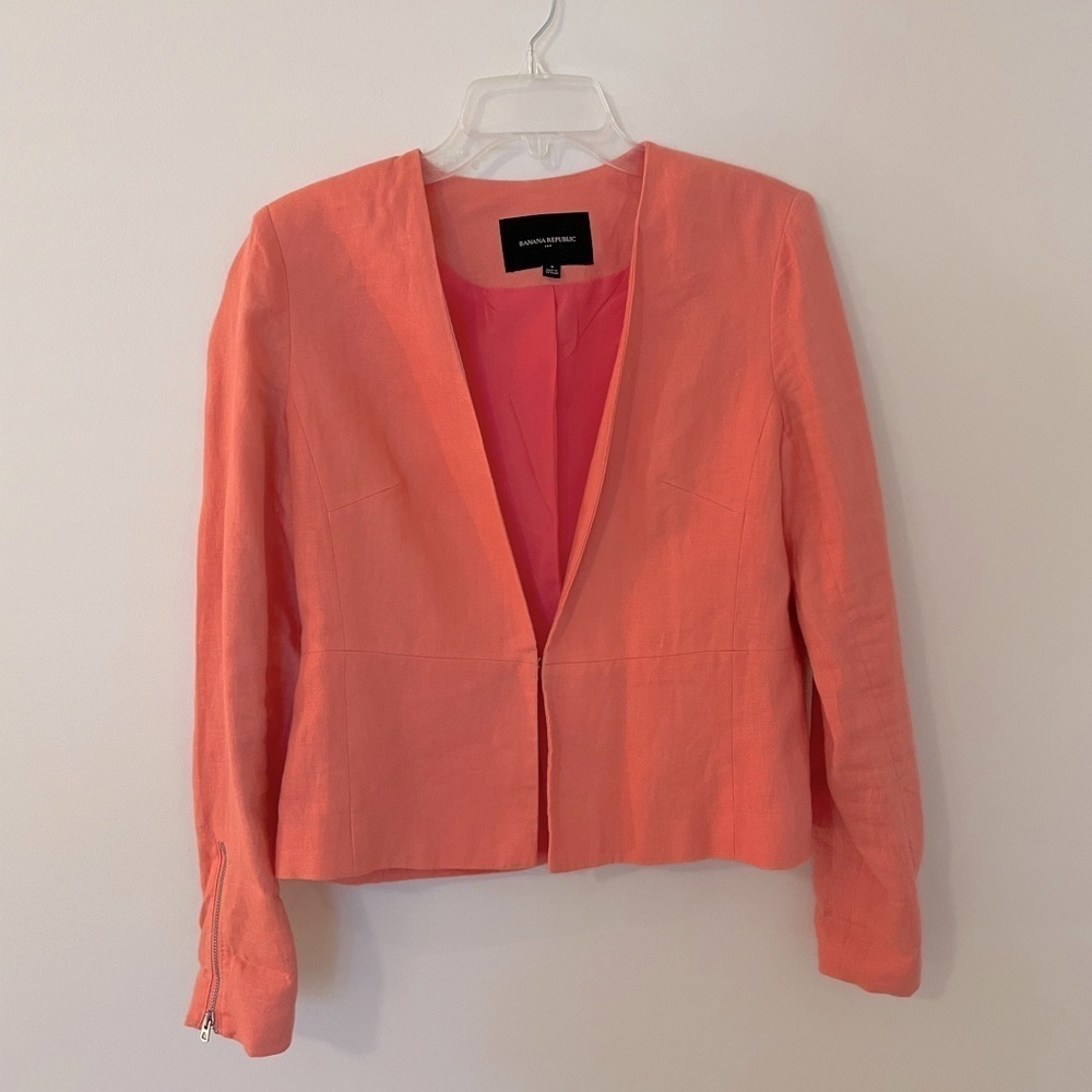 Banana Republic Coral Pink Open-Front Blazer